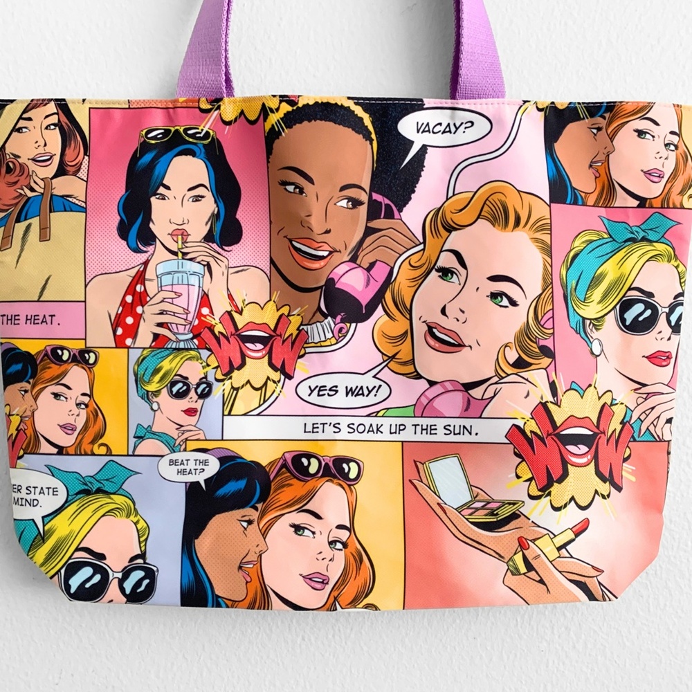 NEW Estee Lauder Women's Tote Bag Pop Art Vintage Style 1950's Retro Comic Book - Picture 2 of 3